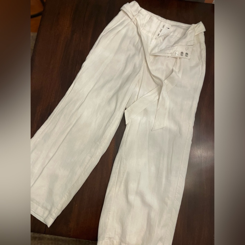 EUC The Limited White Linen Wide Leg Pants S 2